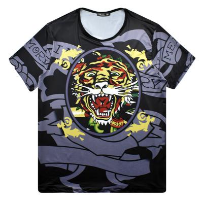 China Summer Breathable Tiger Large Size Men's Head Print Half-Sleeved Oversized Men's T-Shirt for sale