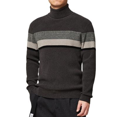 China Polyester/Cotton Faux Lamb Velvet Turtle Neck Sweater Men Contrast Color Mens Knit Sweater for sale