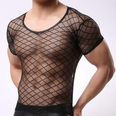 China Mesh Transparent Short Sleeve Sexy Summer T-shirt Men's Short Sleeve Breathable Comfortable Breathable Short Top for sale