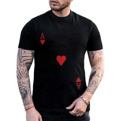 China Fashion large size personality men's short-sleeved shirt men's summer QUICK-DRY black trend red heart a printed T-shirt for men for sale