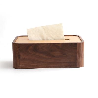 China High Quality Wood Tissue Box Europe Black Walnut Tissue Box Tissue Box Holder Case Customized Logo Accept Eco for sale