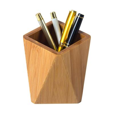 China QL1008 Natural Wooden Bamboo Pen Holder Desk Organizer For Home Office for sale