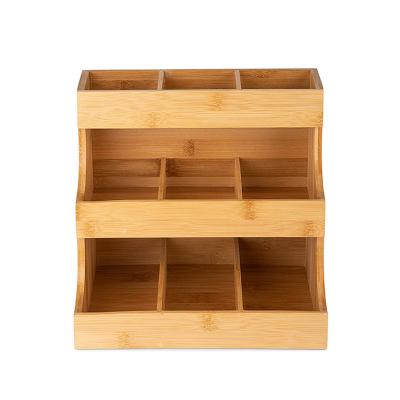 China QL1024 Natural Bamboo Coffee Box Holder Tea Coffee Container Box for Tea Coffee Bags Storage for sale