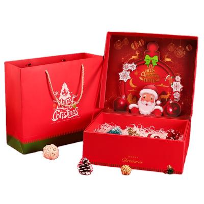 China Professional Recycled Materials Christmas Gift Customized Service Antler Desgin Gold Foil Gift Packaging Boxes With Bag for sale