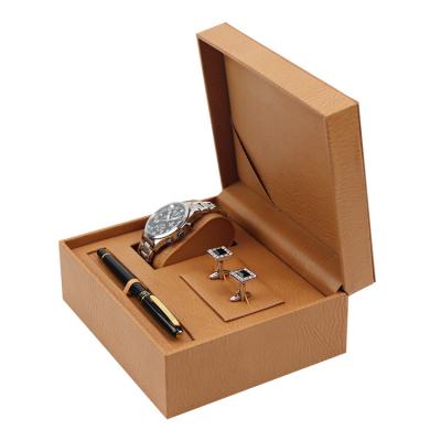 China Gift packing luxury modern PU leather velet wholesale custom design logo watch gift box watch storage box for sale