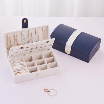 China New Style Jewellry Storage Travel Jewelry Box White Jewelry Necklaces Bracelet Hot Leather Storage Storage Box for sale