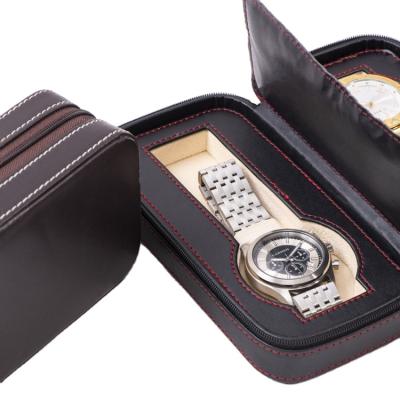 China Wholesale PU Leather Watch Box Elegant Flip Packaging Box With Zipper for sale