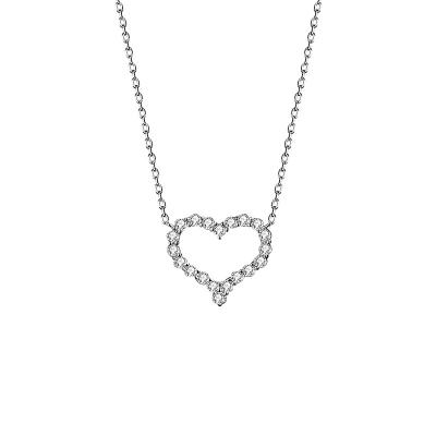 China TRENDY Simple Women Charm Silver Love Heart Moissanite Pendant Necklace Designer Inspired Jewelry for sale