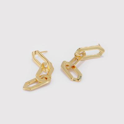 China New Design S925 18k Chunky Chain Gold Plating Lead Free Nickel Free Sterling Silver Link Dangle Earring Stud For Woman for sale