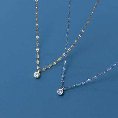 China FASHIONABLE s925 Silver Soft Zircon Necklace Lip Piece Chain Clavicle Pendant Necklace for sale