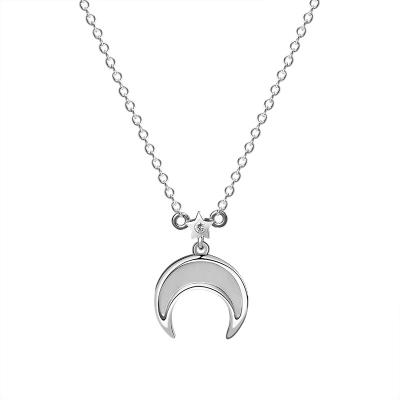 China 925 Sterling Silver Jewelry Zircon Nickel Free Stone Moon Pendant Shell Crescent Necklace For Women for sale