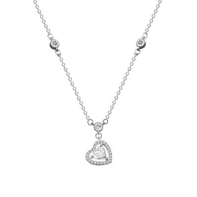 China 2020 Fashionable Heart Pendant Necklace 925 Silver Gold Plated CZ Diamond Heart Necklace For Women for sale