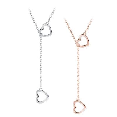 China FASHIONABLE Double Link Pendant Jewelry Women Heart Sterling Silver Necklace for sale