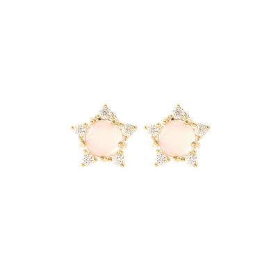 China CLASSIC Shinning Cute Star Earrings Women Mini Stud Earring Zircon Gold Plated 925 Sterling Silver Jewelry for sale