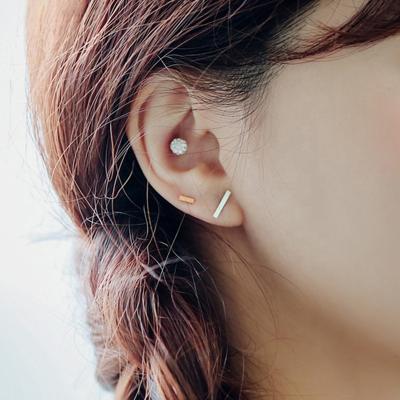 China E443 925 pure TRENDY silver jewelry mini T shaped fashion earring stud for girls by Moyu for sale