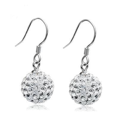 China Factory direct high quality 925 sterling silver dangle crystal ball earring for girls for sale