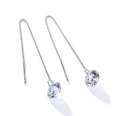 China 925 sterling silver high quality FASHIONABLE zircon drop threader earrings for women for sale