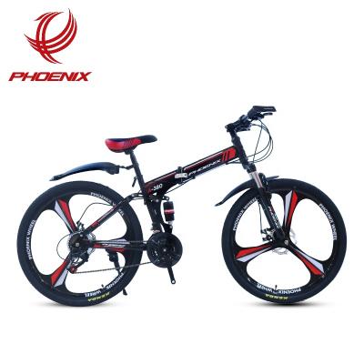 China Steel Folding Bike 26 Inch Phoenix Factory Supply 21 Speed ​​Dual Disc Brake Mountain Bike Bicycle for sale