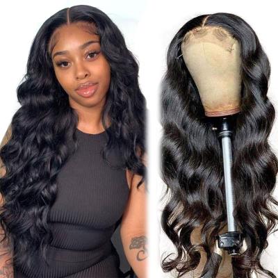 China Wholesale Raw HD Silky Straight Wave Deep Virgin Plucked Brazilian Swiss Black Women Hair Body Wave Wig Transparent Cheap Closure for sale