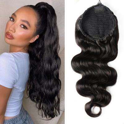 China Cambodian Hot Selling Natural Cambodian Straight Wave 100% Body Wave Good Quality Curly Ponytail Ponytail Wig Extensions Women Color Afro Hair for sale