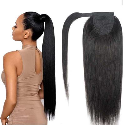 China Body Wave Wrap Around 150 Grams Water Wave Natural Afro Curly Straight Hair Extensions Cheap 30 Inches Long Ponytail for sale