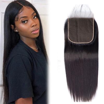 China 613 HD Glueless Brazilian Peruvian Swiss Curly Cheap Black Human Hair Closures Transparent Straight Silky Straight 5x5 HD Wave Lace Closures for sale