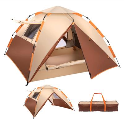 China Straight Bracing Type Custom Pop Up Double Layers Fully Automatic 4 Person Family Outdoor Camping Tent for sale