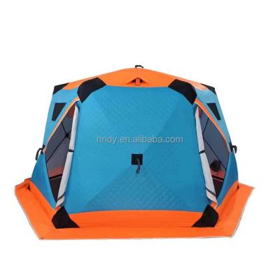 China Straight Bracing Type Hexagonal Portable Ice Fishing Shelter Thermal with Insulated Layer Outdoor Tent for sale