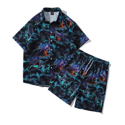 China QUICK DRY Mens Hawaii Beachwear Vacation Shirt Summer Floral Casual Shorts Set Wholesale Plus Size for sale