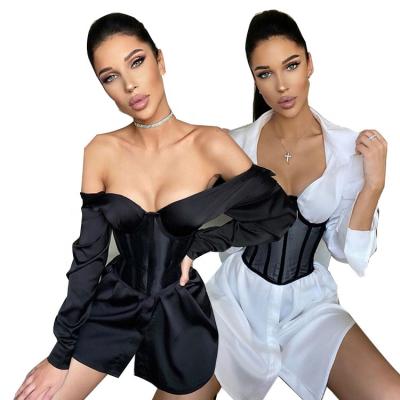 China 2021 New Arrivals Long Sleeve Shirt Anti-Static Dresses Women Lady Elegant Corset Dress for sale