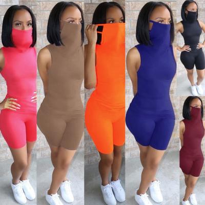 China Anti-pilling solid color better design than long neck women clothes 2021 summer sleeveless two-piece pants set women clothing for sale