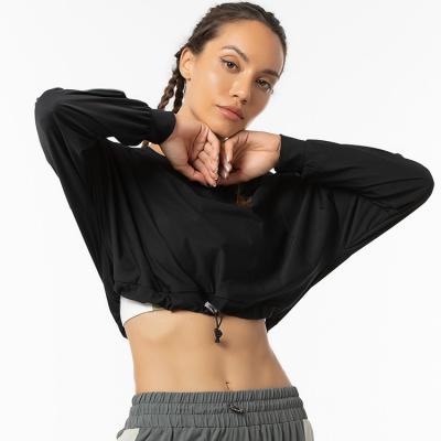 China Women Yoga Fitness Breathable Crop Top Casual Wear Long Sleeve Sports Crewneck Sweatshirt for sale