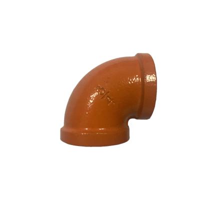 China Decoration Orange Threaded Ductile Cast Iron Pipe Fittings 90 1/2 Degree 3/4 Elbow Pipe Fitting For Home Decor for sale