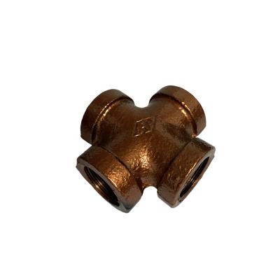 China Cross Side Decoration 3/4 Outlet 4-Way Outlet Malleable Cast Iron Pipe Fitting For Wall Shelves Home Decor for sale