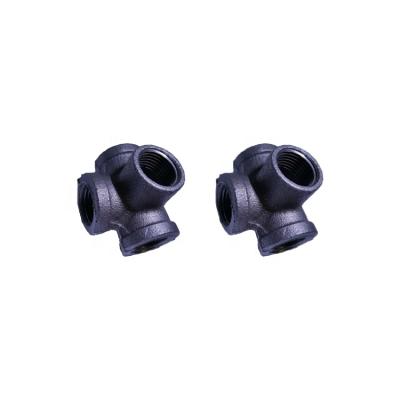 China Free Robe Crochet 4 Way Pipe Fitting Malleable Iron Gray Side Outlet Tee Female for sale