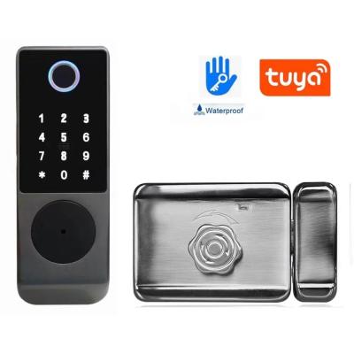 China Waterproof Smart Door Lock Tuya TTlock Fingerprint Keyless IC Card Digital Door Lock for sale