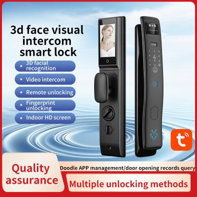 China Multi-Languages 3D Face Automatic Smart Entry Door Locks Black Cerradura Inteligente for sale