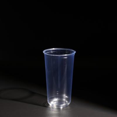 China 24oz U Shape Coffee Bubble Tea Plastic Cups Transparent PET Disposable Cup for sale