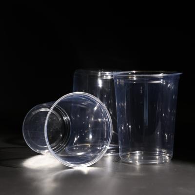 China 32OZ Food Grade Plastic PET Cup With Dome / Flat Lid Disposable Cold Coffee Cups for sale