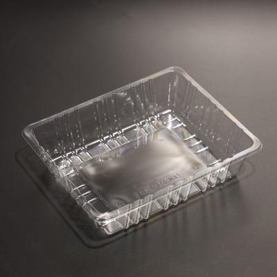 China Stackable BPA Free Plastic Food Tray PET Eco Friendly Disposable Tray With Sealing Lid for sale