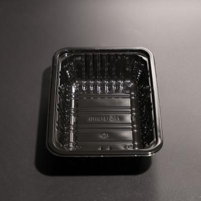 China La FDA aprobó una bandeja de comida reutilizable rectangular sin BPA y apilada con color negro. en venta