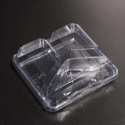 China Clear PET 3-Compartment Food Container for Convenient Multipurpose Storage for sale