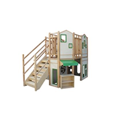 China Easily Assembled Outdoor Cheap Small Wooden Kids Playhouse With Slide for sale