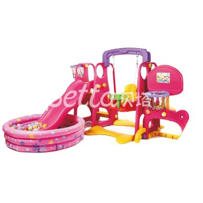 China Plastic Play Equipment Toddler Playground Slide And Plastic Swing Playground for sale