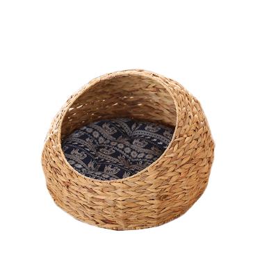 China The Natural Plant Plankton Stored Modern Decorative Handwoven Cat House Bed Design Cat House Cave Bed Pet for sale