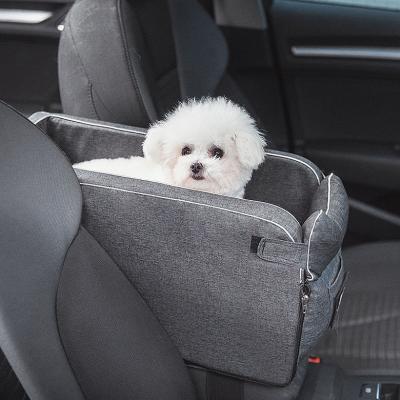 China Sustainable Portable Pet Travel Bag with Seat Belt Dog and Cat Car Travel Pet Dog Carrier for Auto Armrest Box for sale