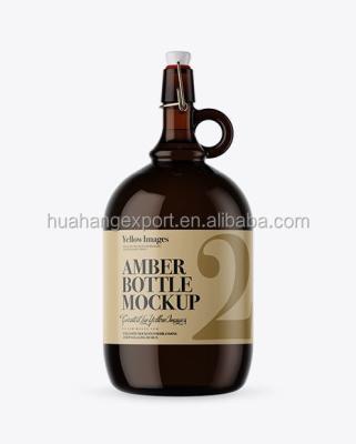 China Large Amber Glass Beer Bottle With 3L Empty Beverage Handle And Ceramic Swing Top for sale