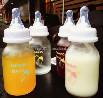 China Beverage Baby Food Grade Glass Bottles With Nipple Plastic Feeding-bottle 250ml for sale