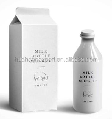 China Milk Based Formula Grade 1Liter Transparent Glass Milk Bottle With Plastic Screw Cap And Custom Carton Packaging for sale