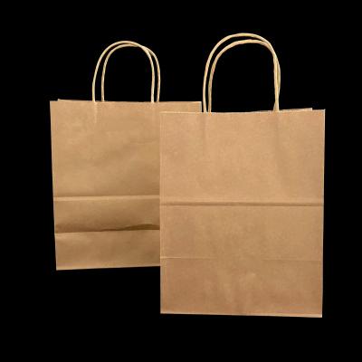 China Recyclable Recycled Brown Kraft Paper Carrier Bags With Handles For Food Or Grocery Takeaway for sale